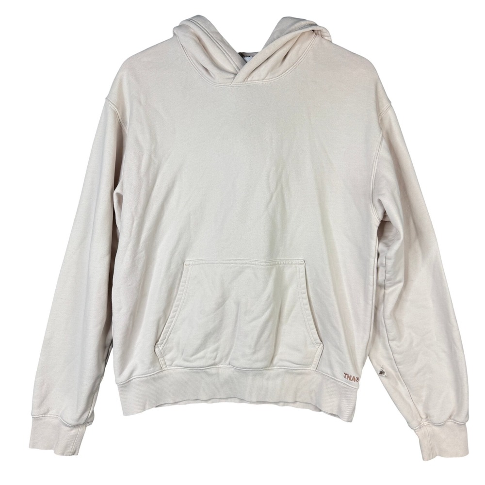 TNA Aritzia Sweatfleece Perfect Hoodie Beige Terry Fleece Pullover 97460 Size M